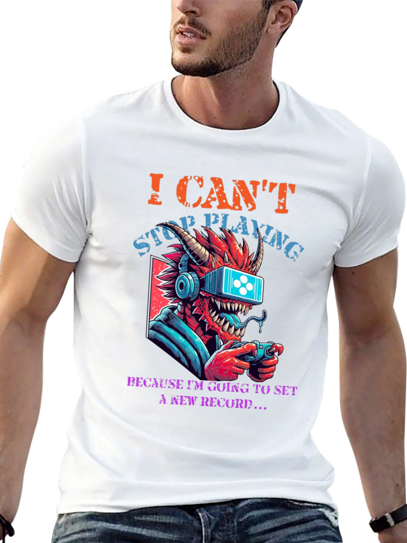 Gamer Dragon Graphic T-Shirt - I Cant Stop Playing