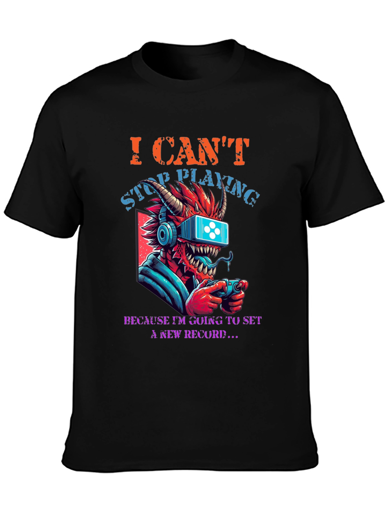 Gamer Dragon Graphic T-Shirt - I Cant Stop Playing