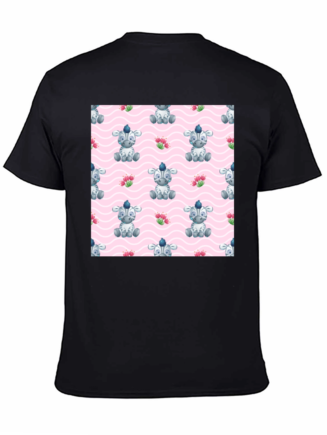Zebra Pattern Black T-Shirt