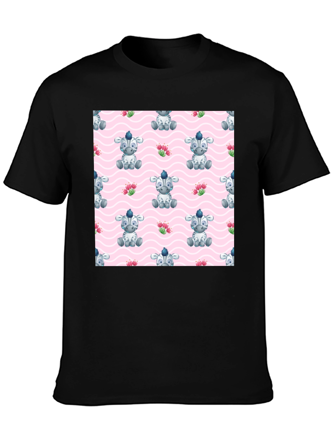 Zebra Pattern Black T-Shirt