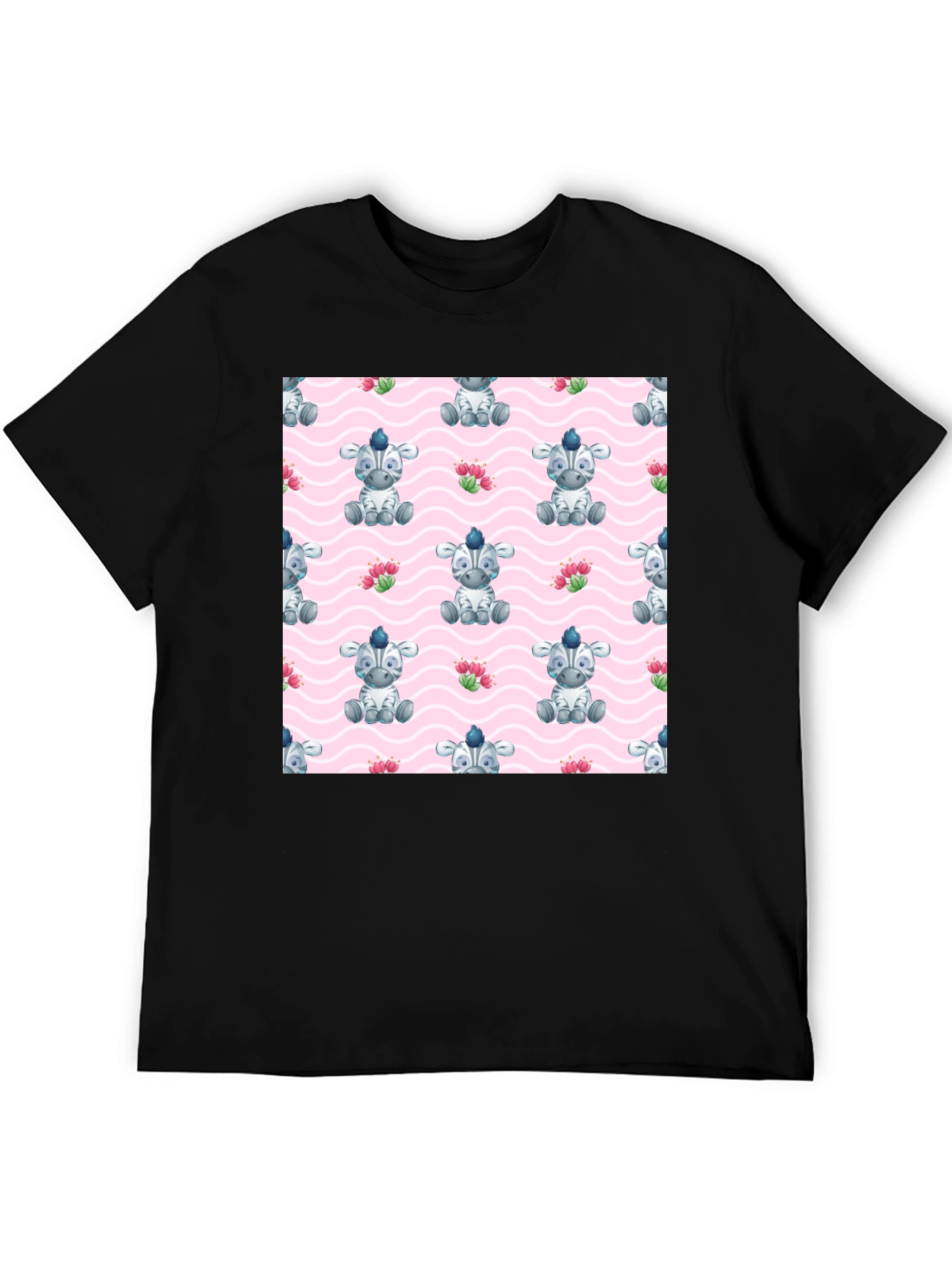 Zebra Pattern Black T-Shirt