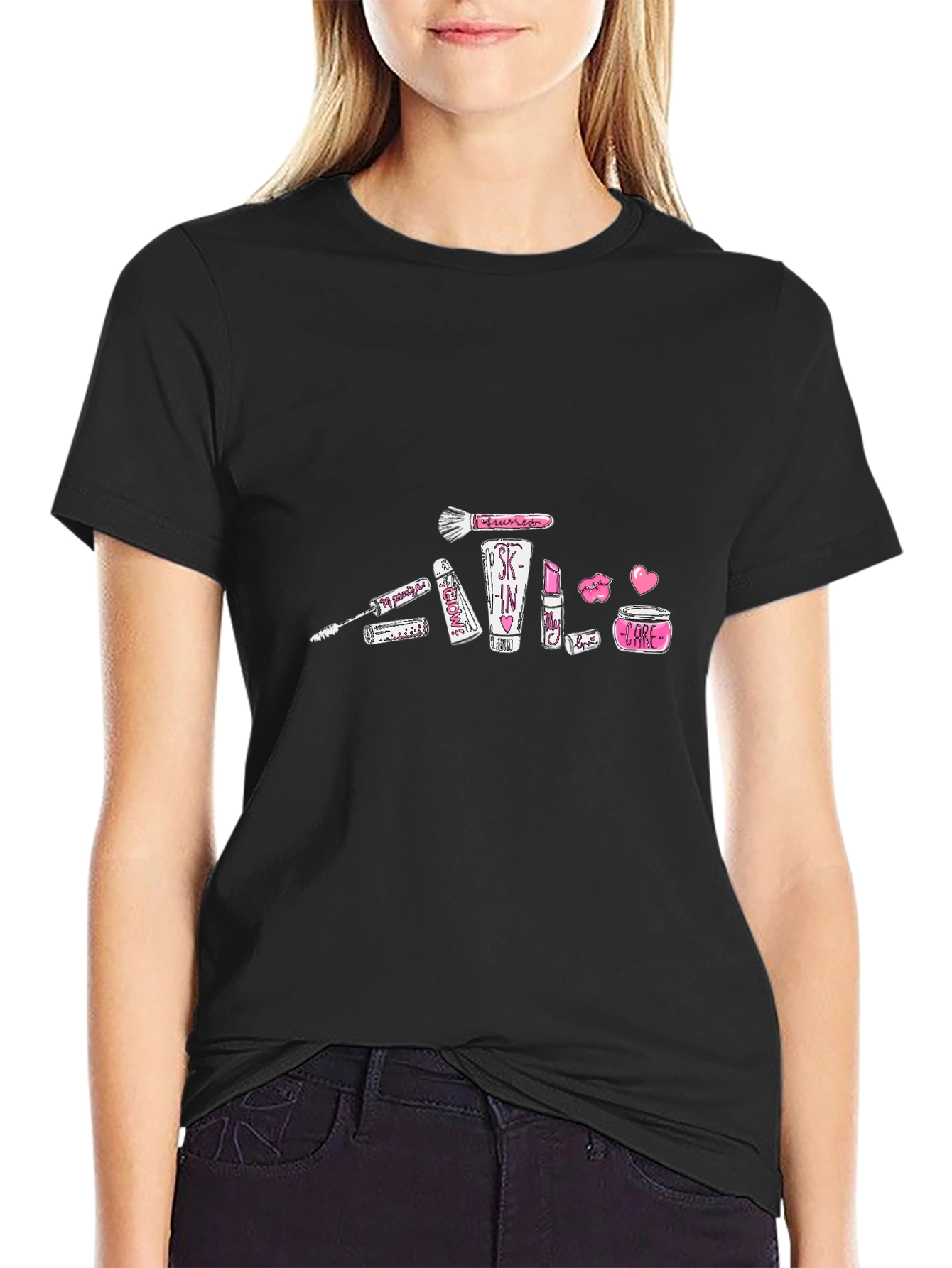 Makeup Graphic Black T-Shirt