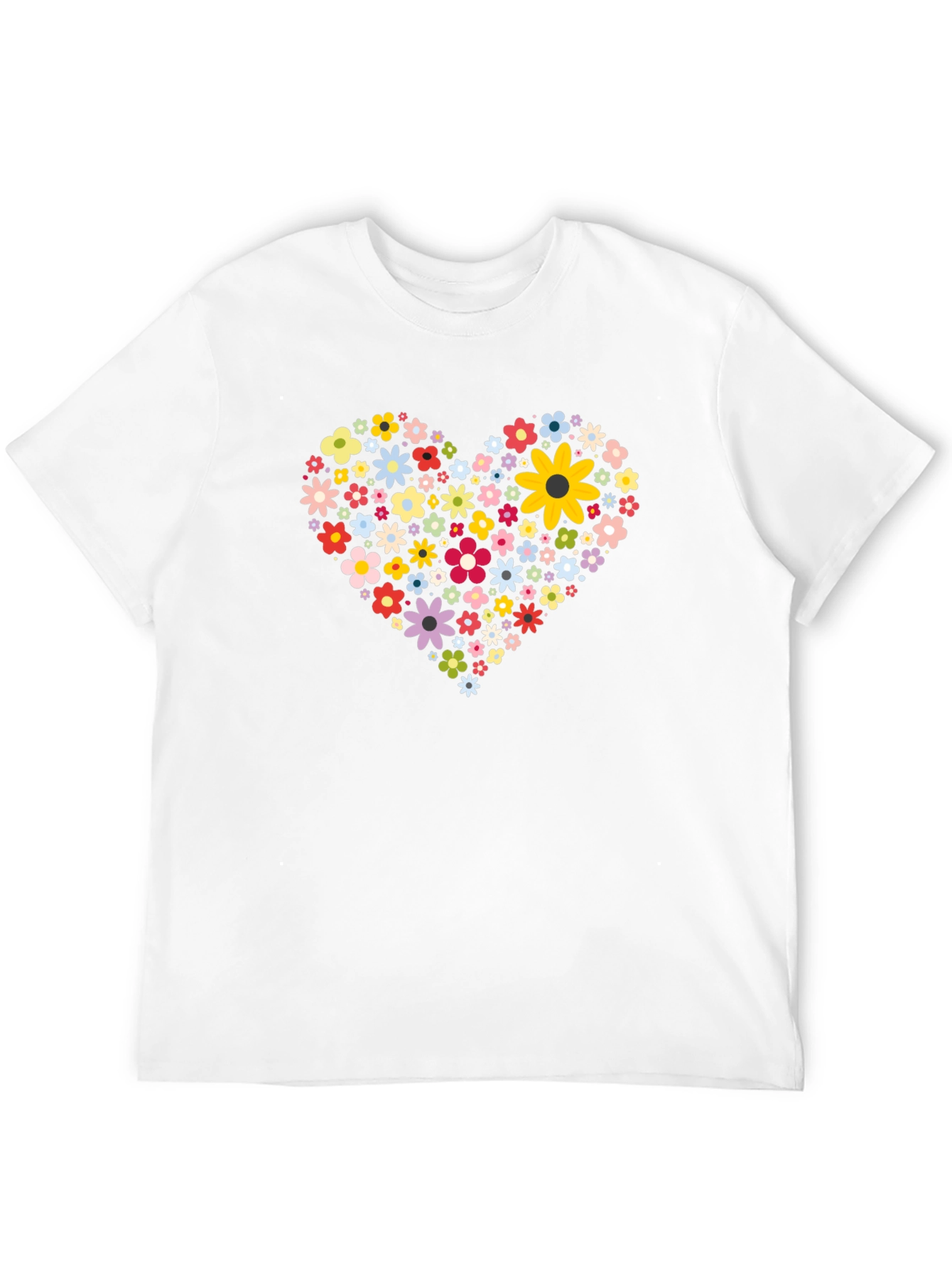 Floral Heart Tee - Black Cotton Comfort