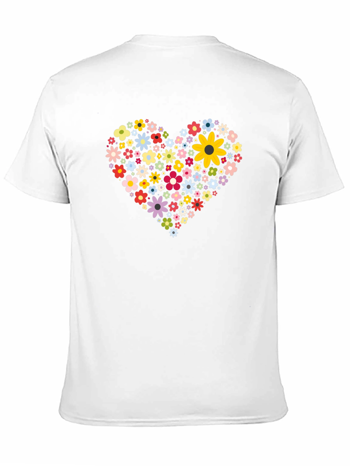 Floral Heart Tee - Black Cotton Comfort