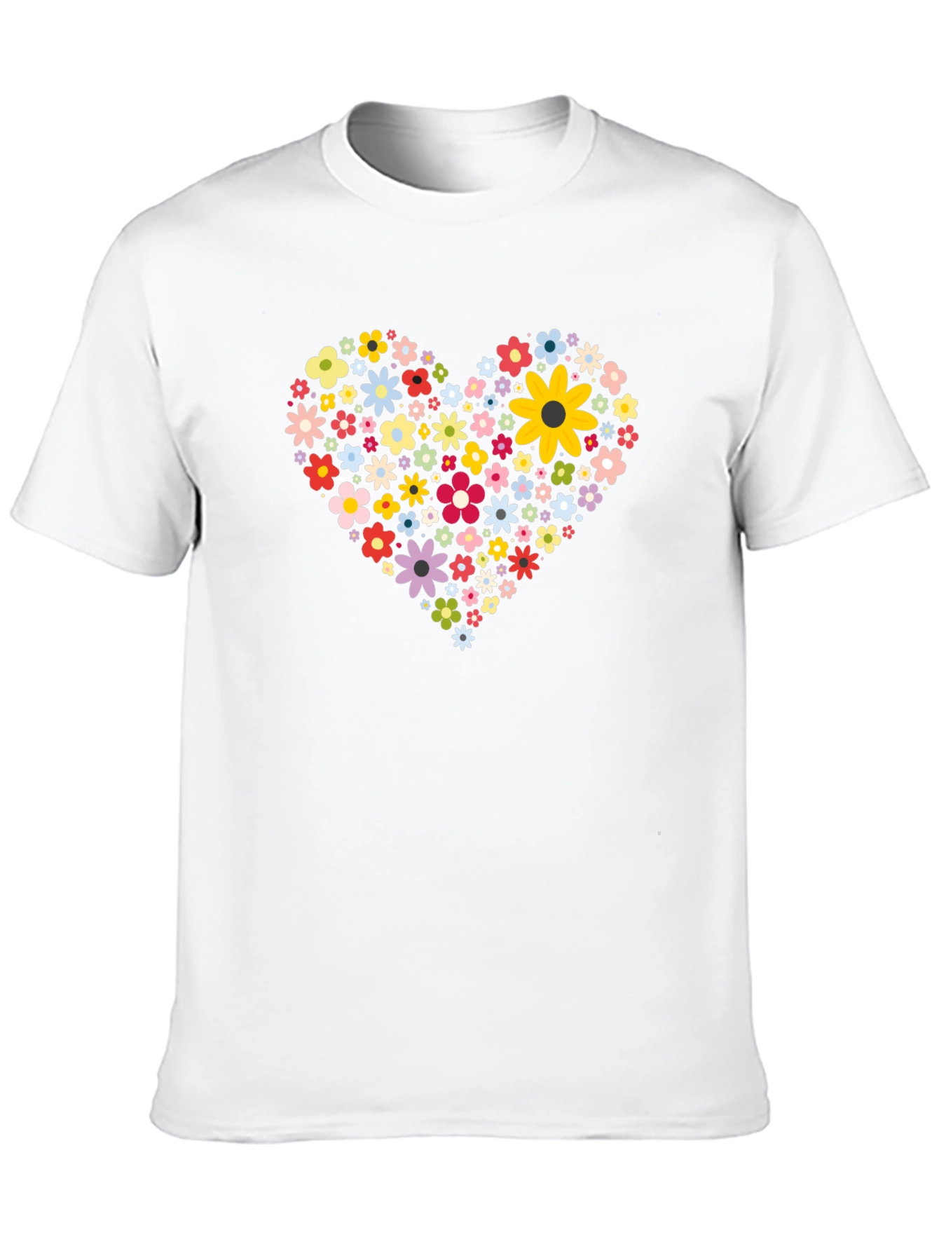 Floral Heart Tee - Black Cotton Comfort