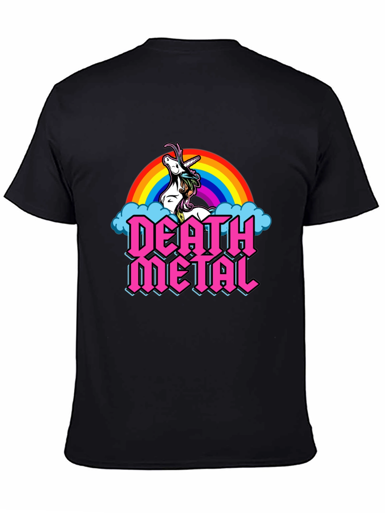 Death Metal Unicorn Rainbow Graphic Tee