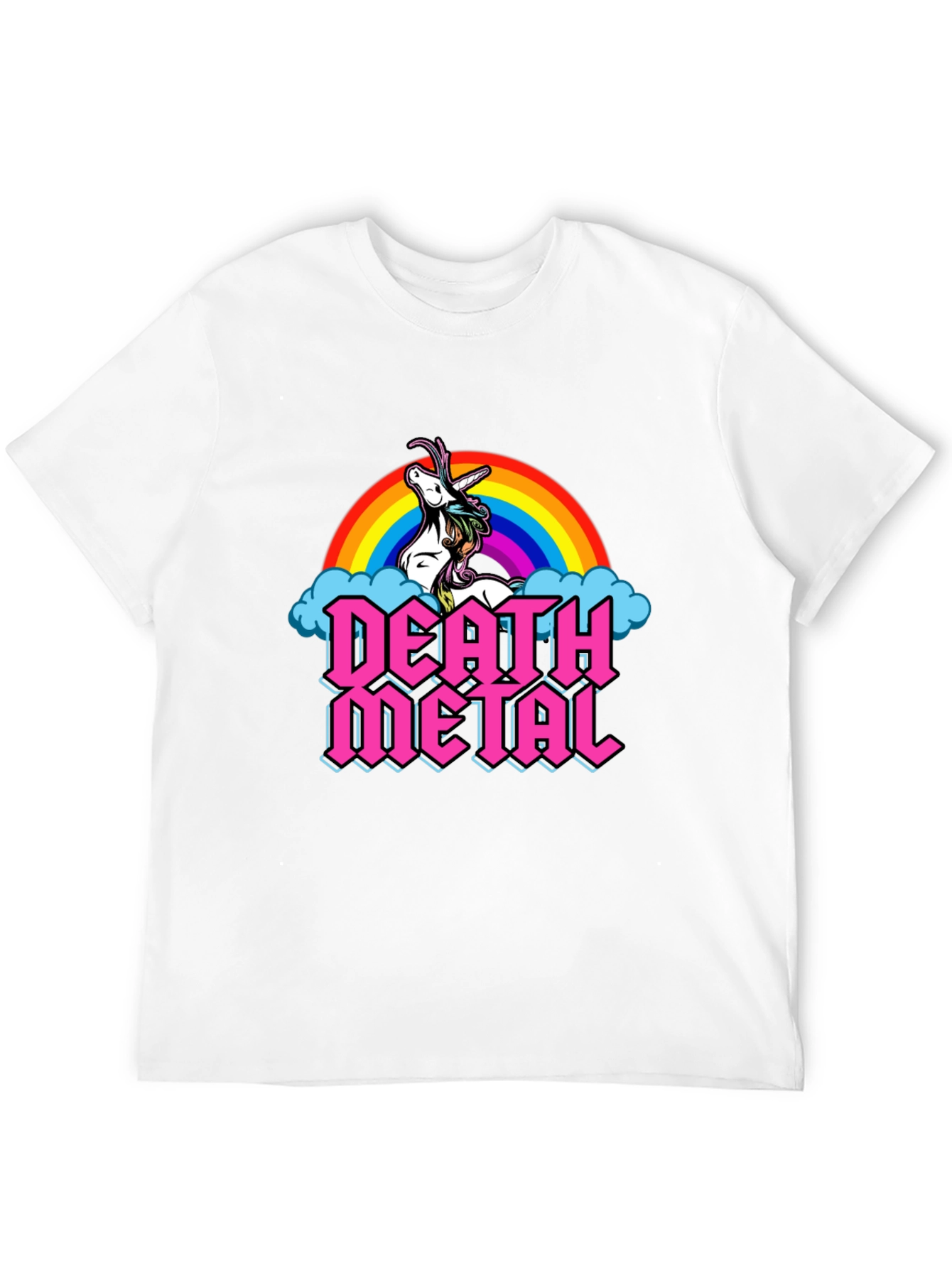 Death Metal Unicorn Rainbow Graphic Tee