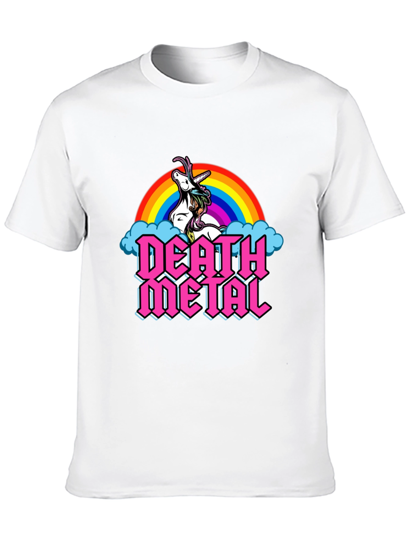 Death Metal Unicorn Rainbow Graphic Tee