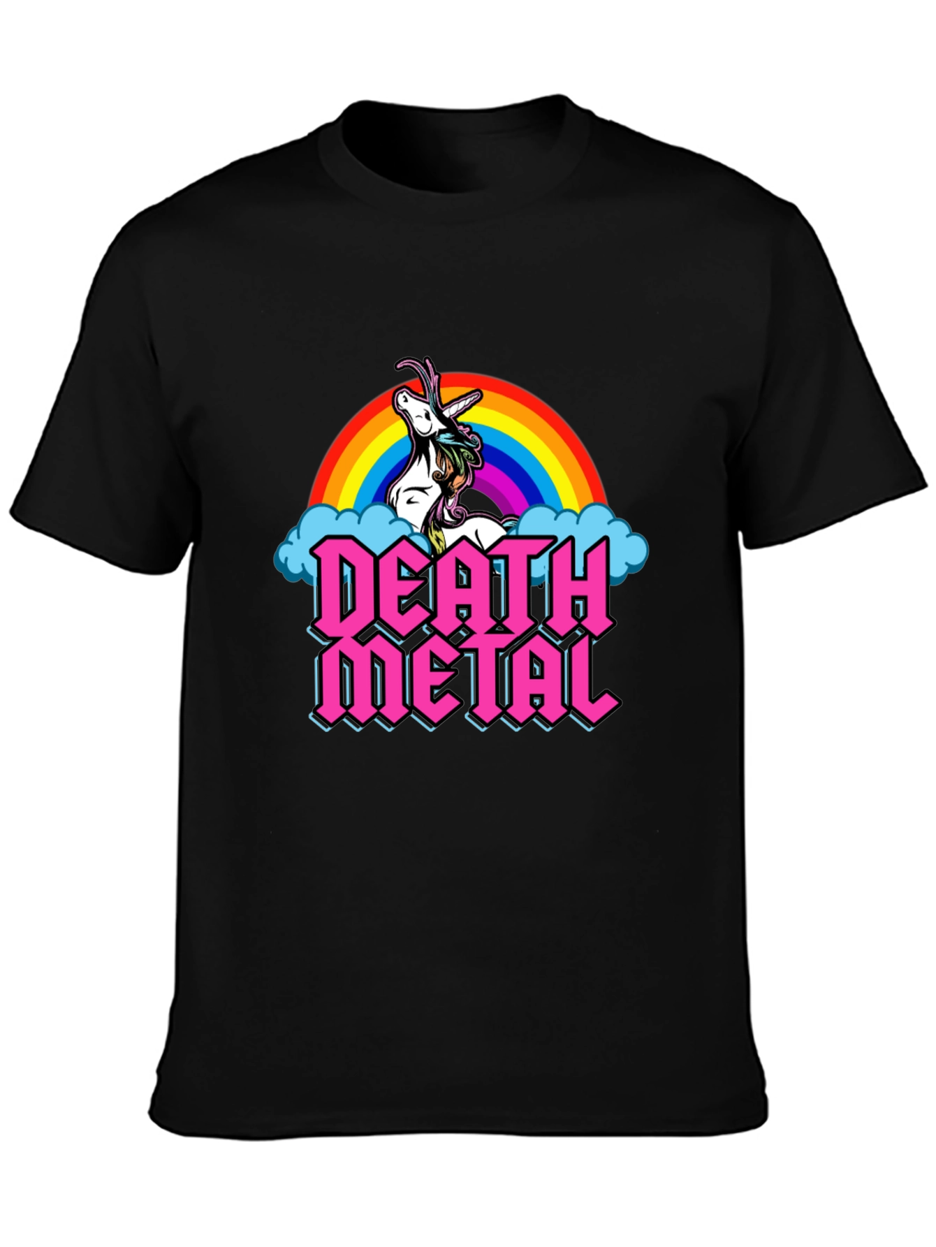 Death Metal Unicorn Rainbow Graphic Tee