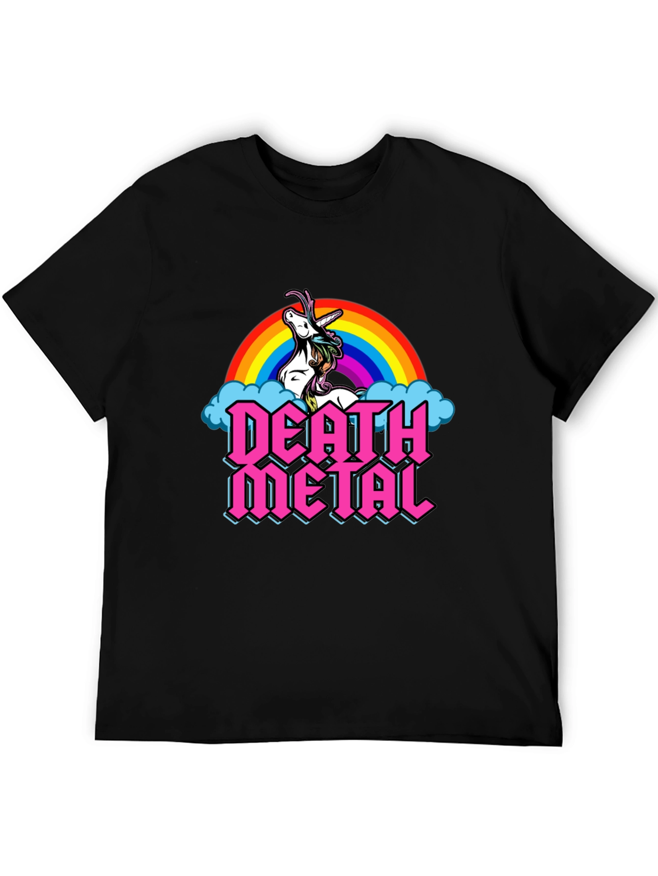 Death Metal Unicorn Rainbow Graphic Tee