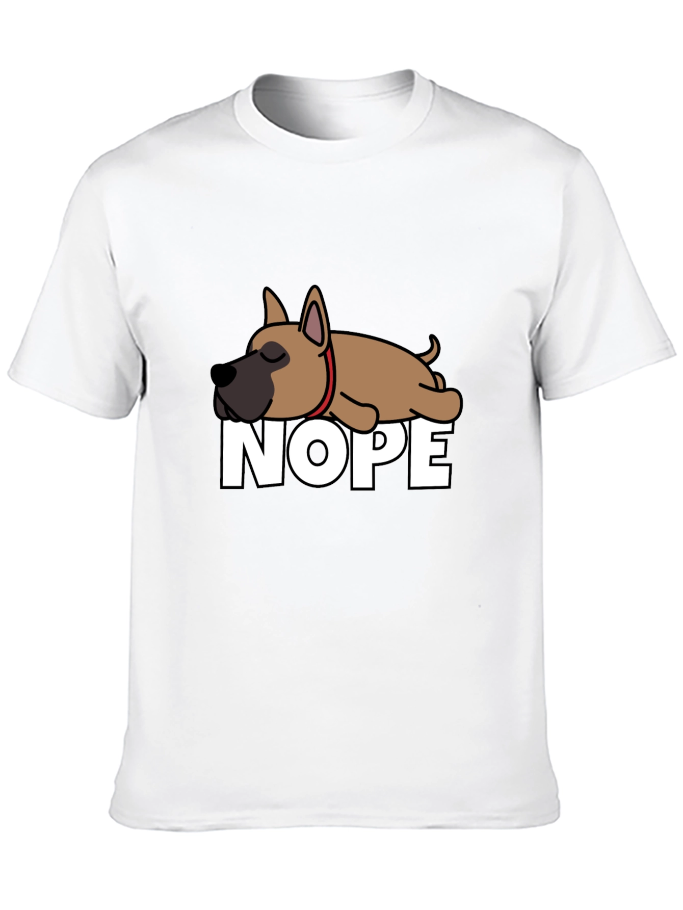 Nope Lazy Dog Graphic Tee - Casual Cotton T-Shirt