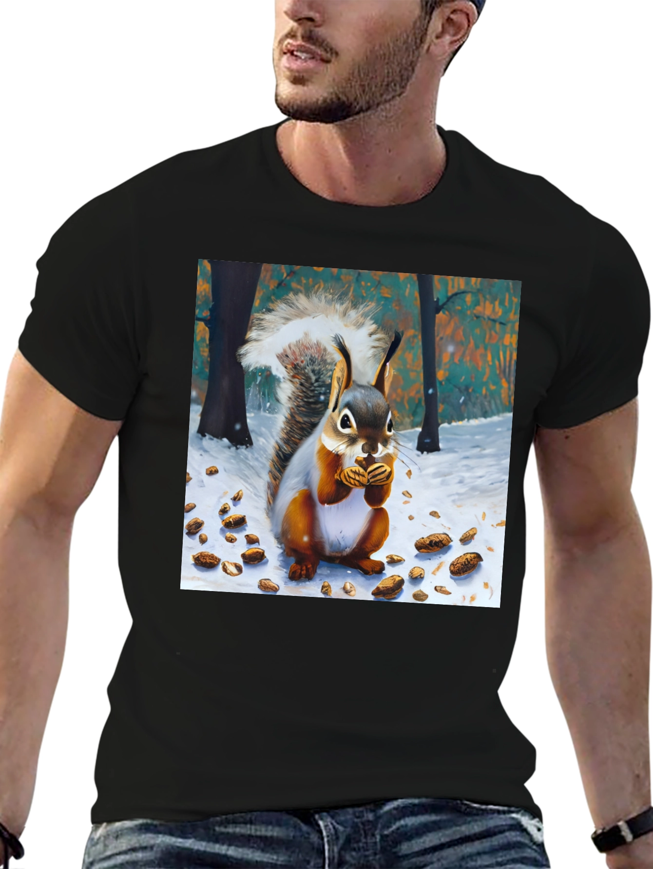 Squirrel Winter Scene Graphic Tee