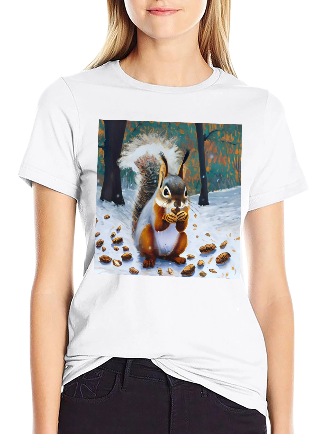 Squirrel Winter Scene Graphic Tee