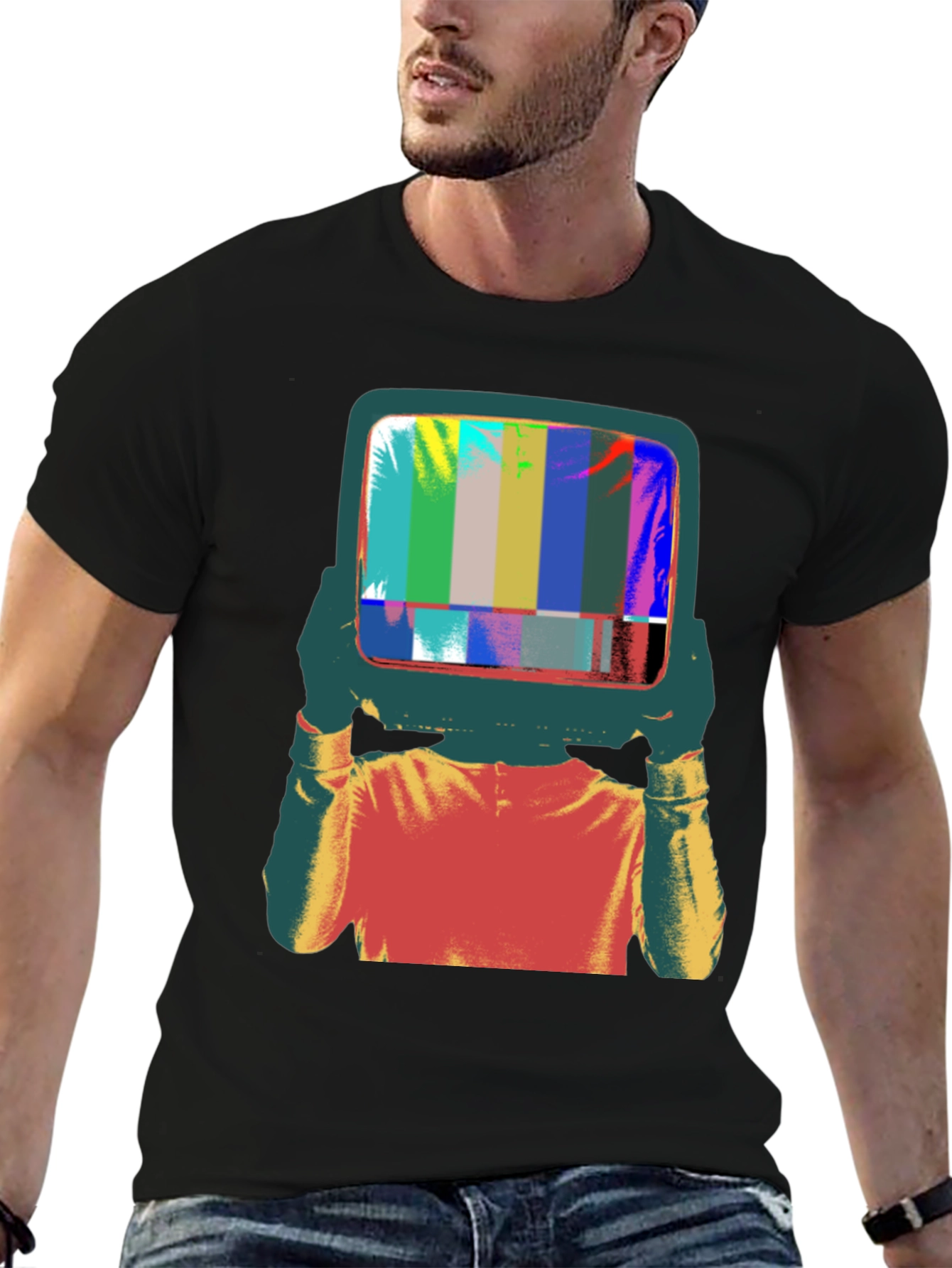 Retro TV Head Graphic Tee - Black