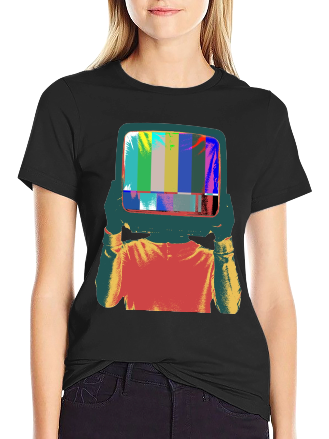 Retro TV Head Graphic Tee - Black