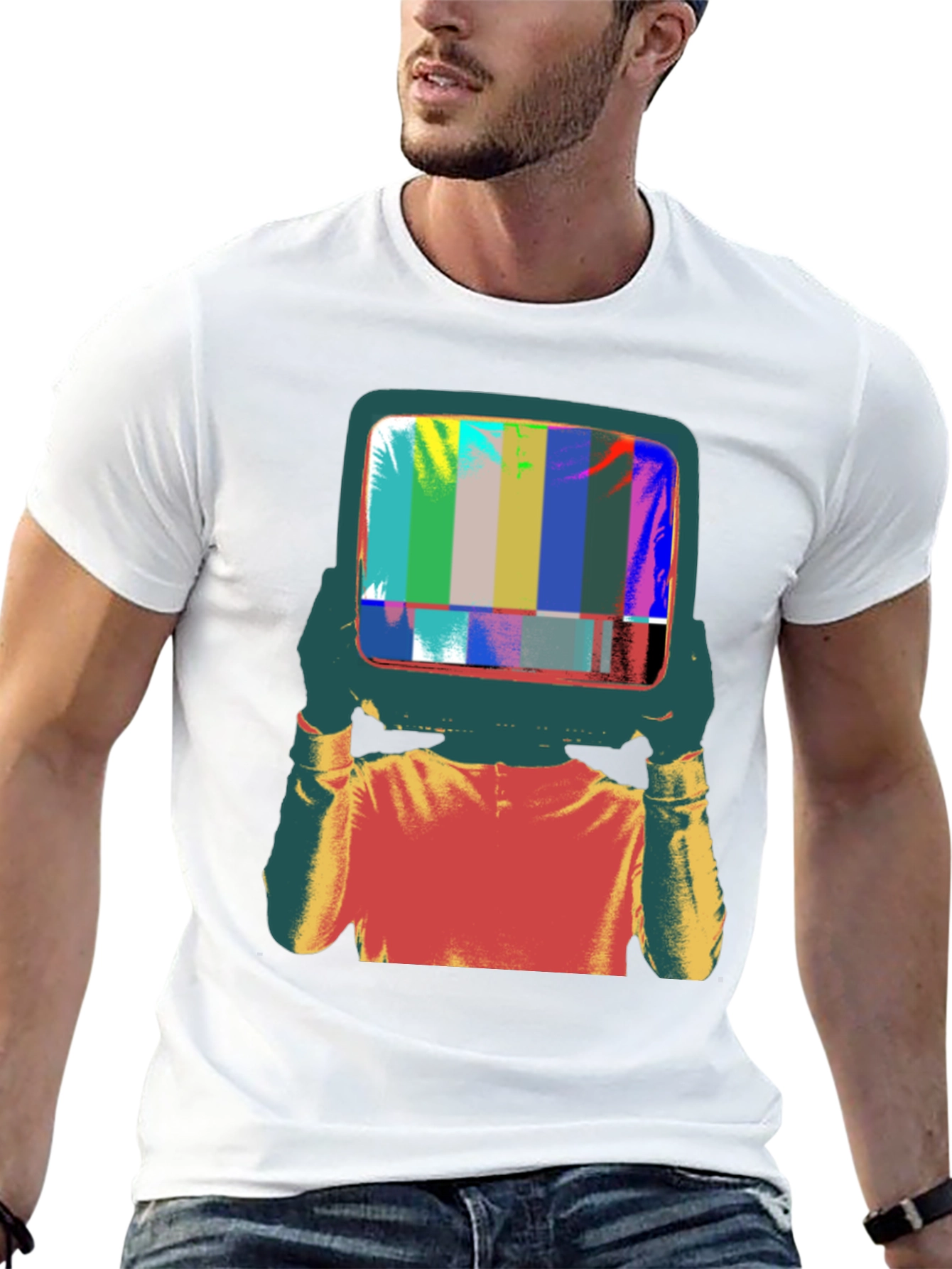 Retro TV Head Graphic Tee - Black