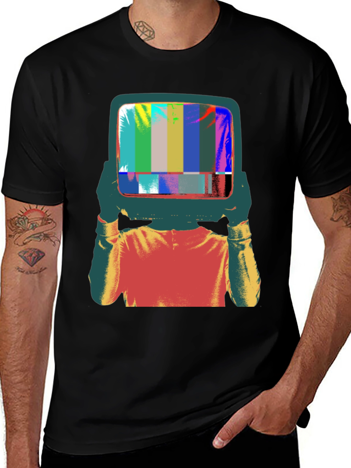 Retro TV Head Graphic Tee - Black
