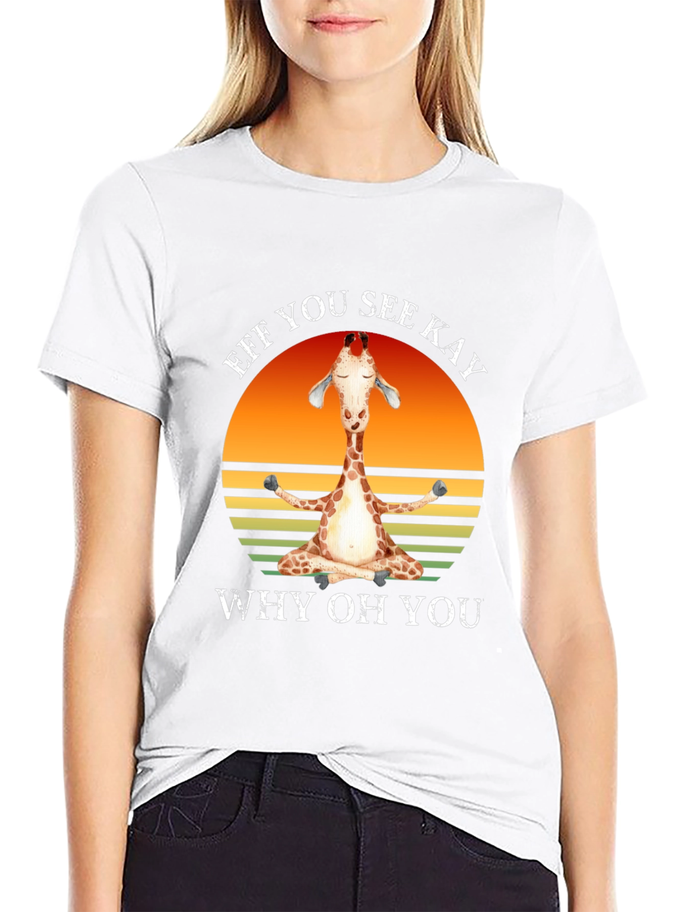 Funny Giraffe Yoga T-Shirt - Eff You See Kay