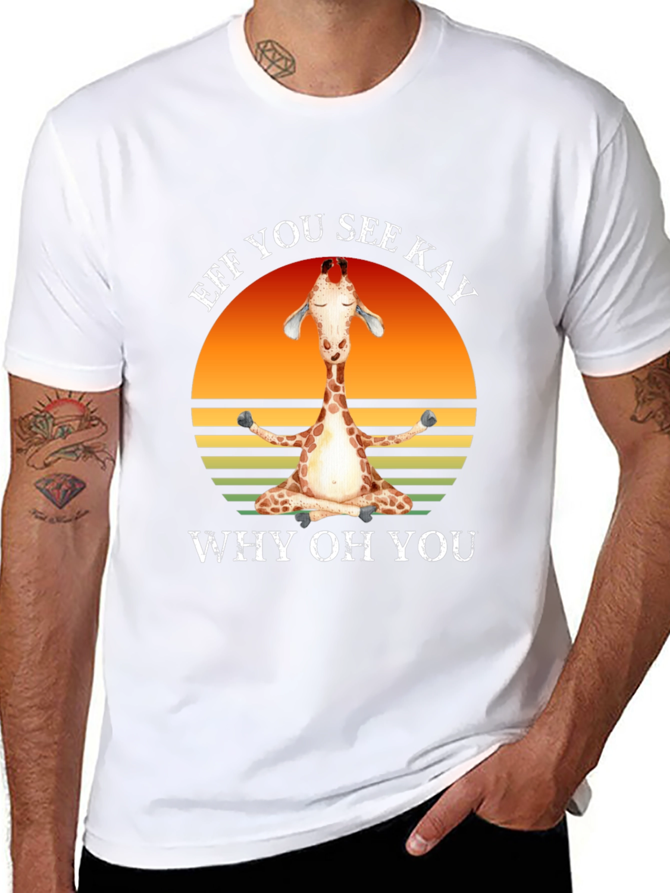 Funny Giraffe Yoga T-Shirt - Eff You See Kay