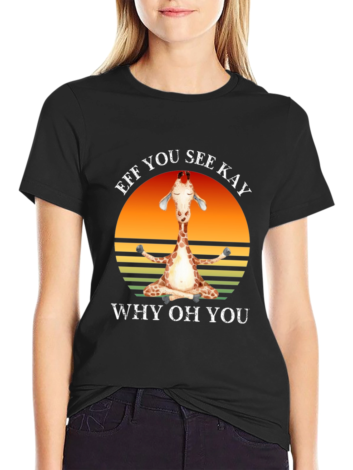 Funny Giraffe Yoga T-Shirt - Eff You See Kay
