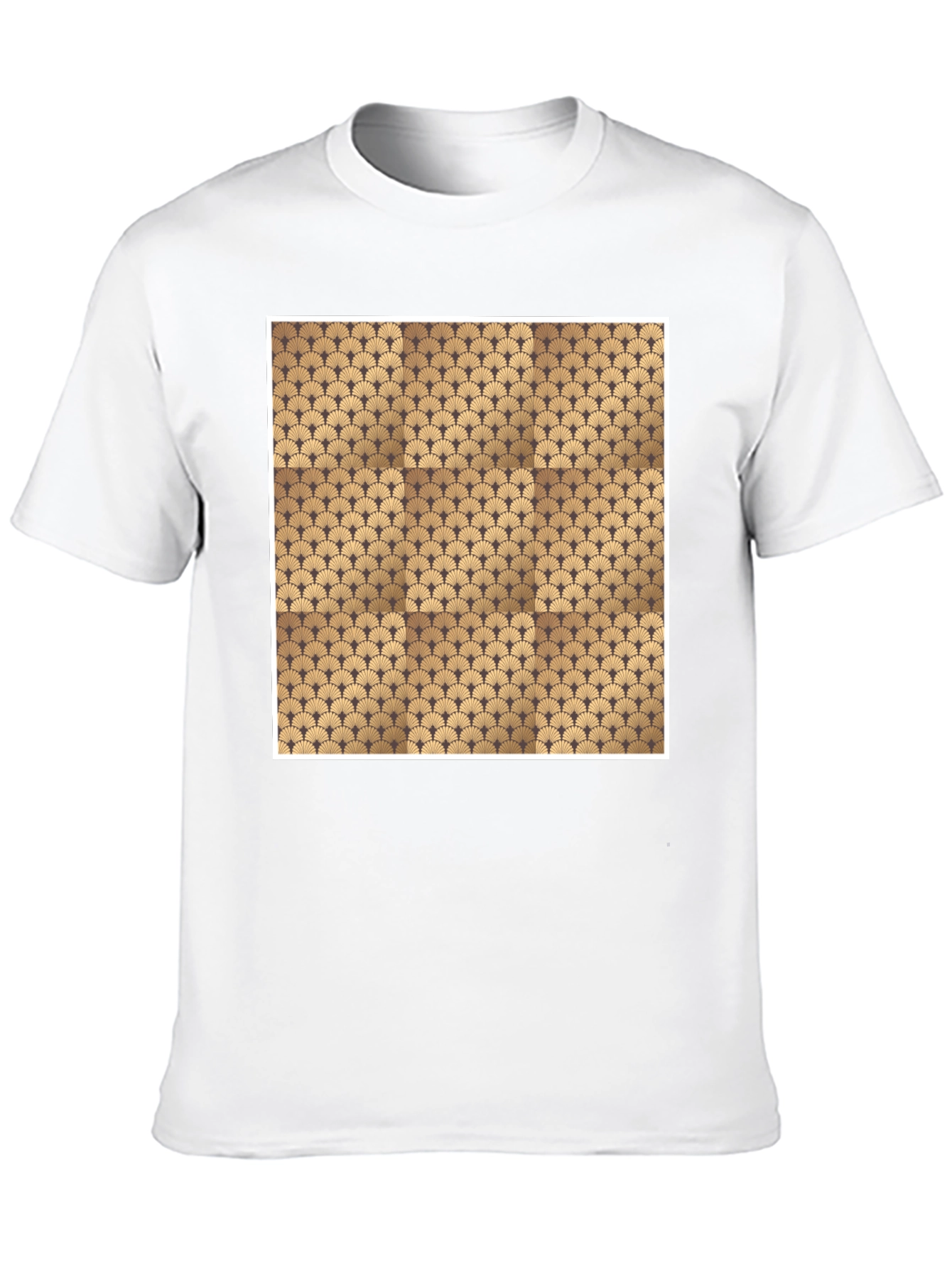 Stylish Black Tee with Geometric Fan Design