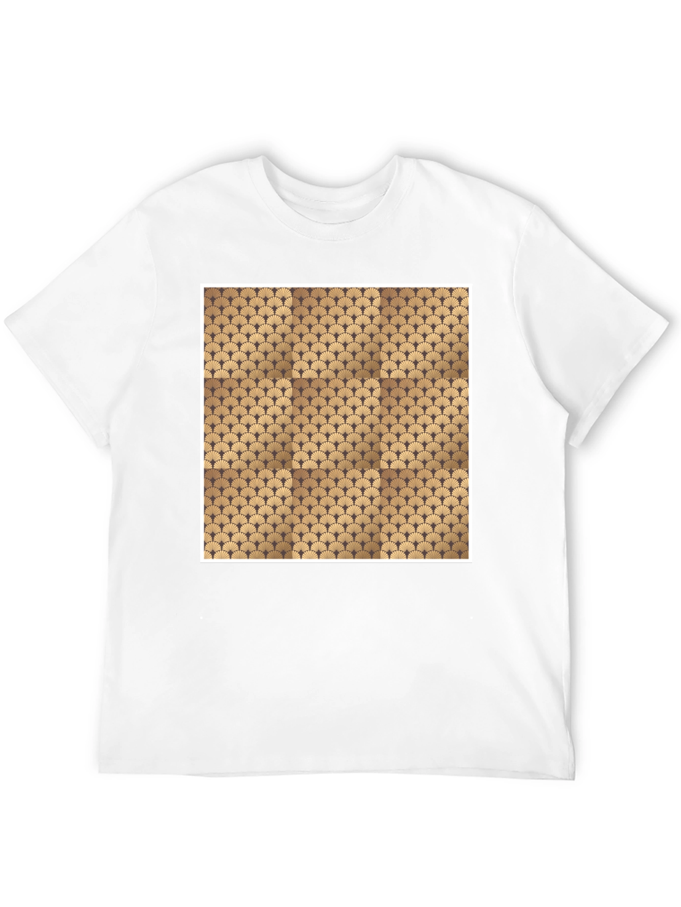 Stylish Black Tee with Geometric Fan Design
