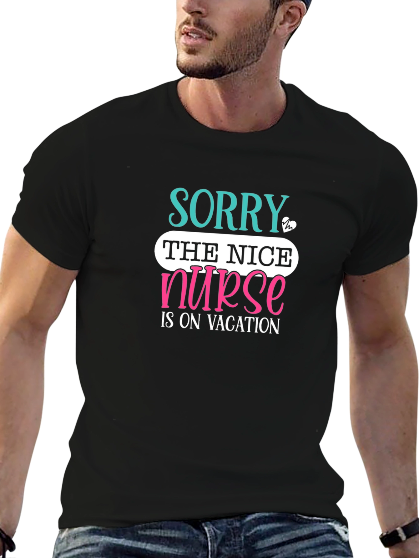 Nice Nurse On Vacation Black T-Shirt