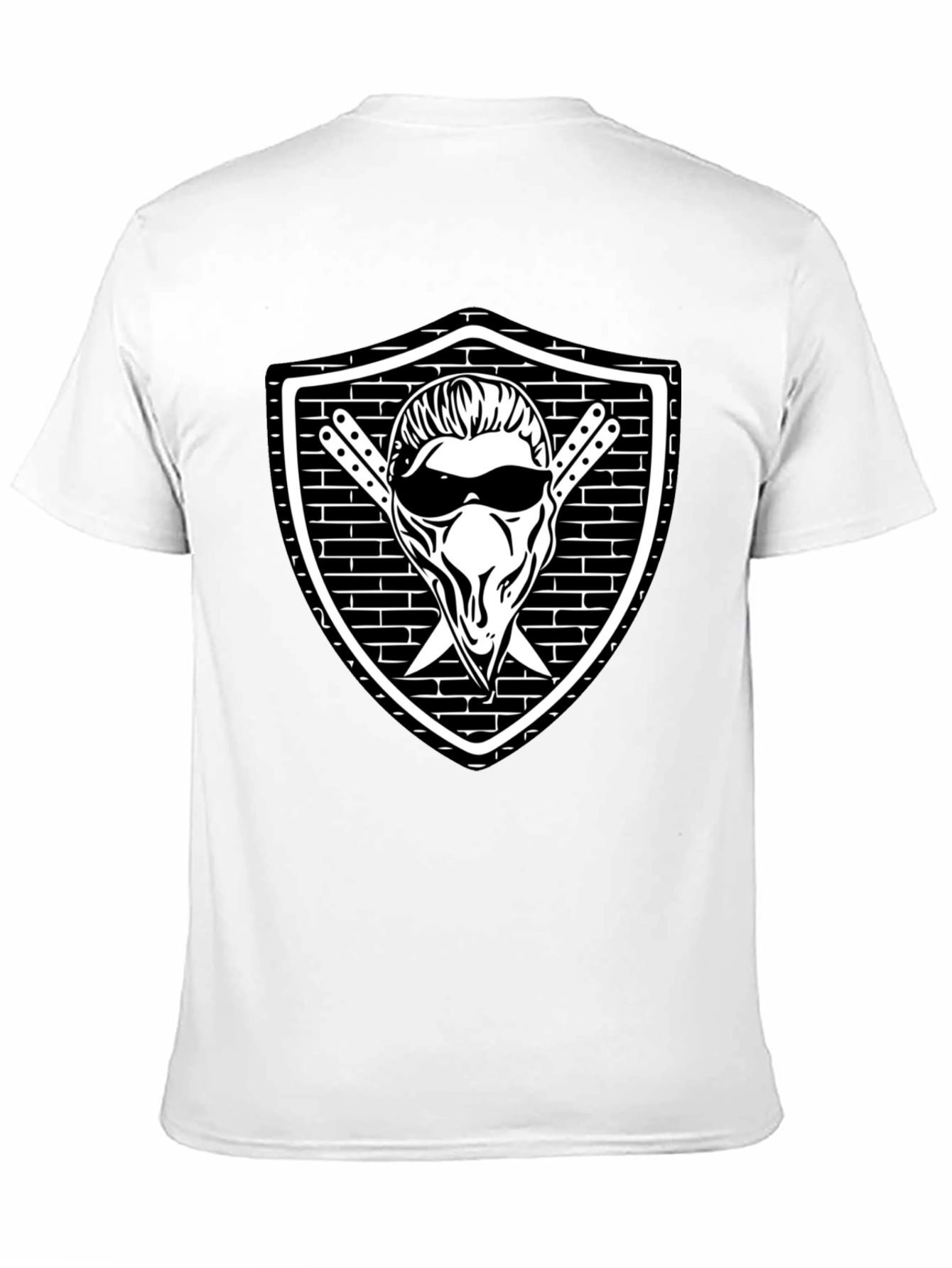 Cool Skull Shield Graphic Black T-Shirt