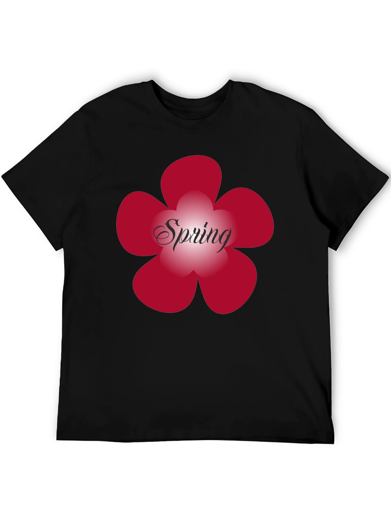 Spring Flower Graphic Tee - Black Cotton Blend