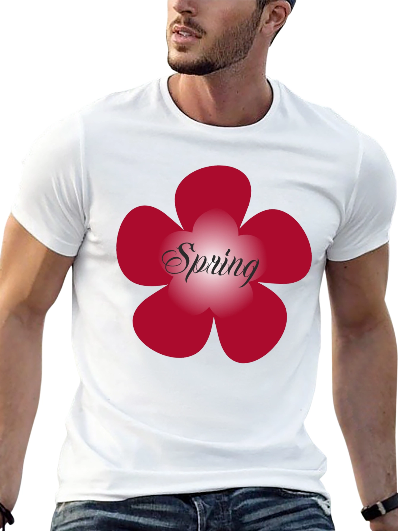 Spring Flower Graphic Tee - Black Cotton Blend