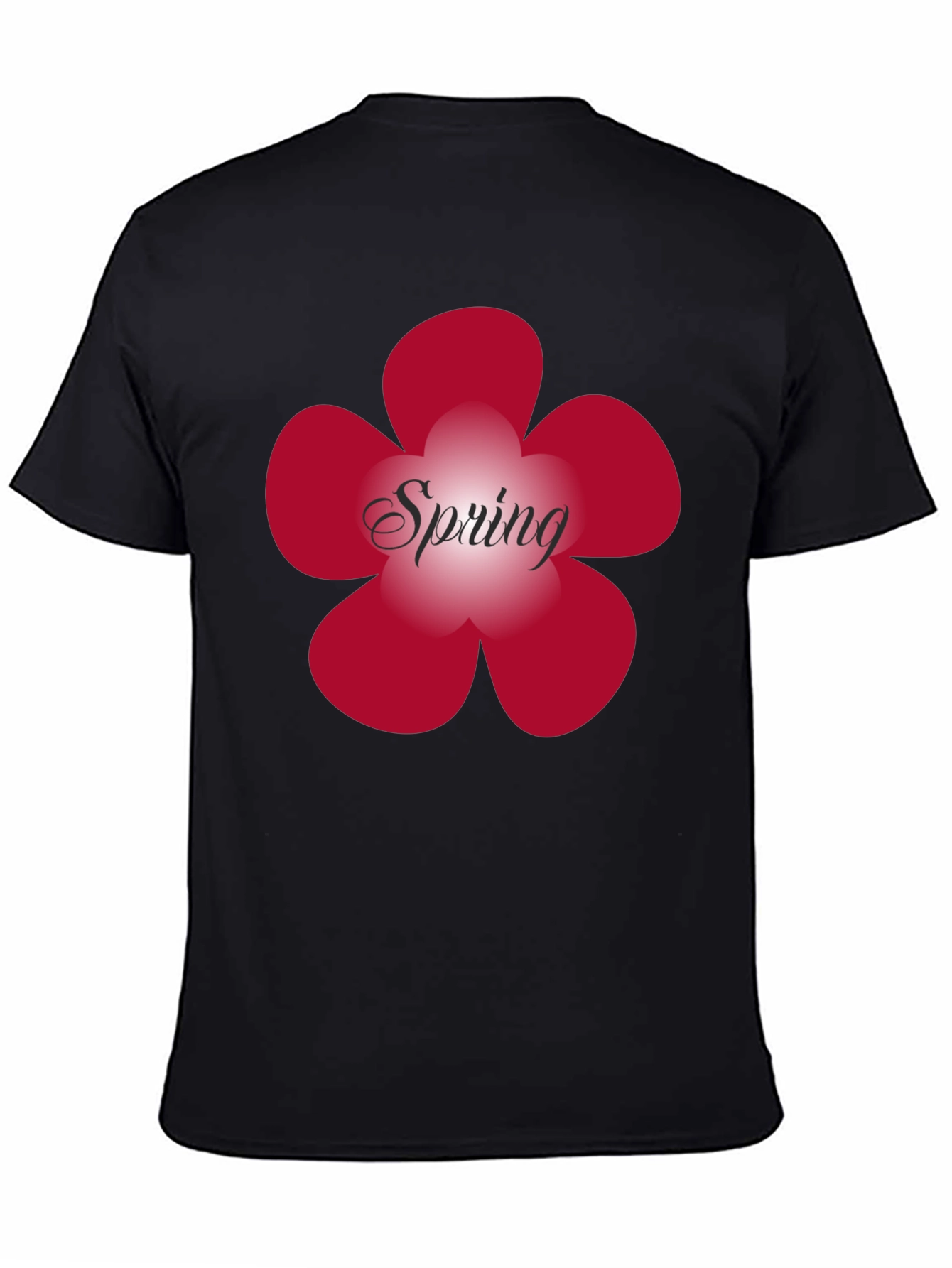 Spring Flower Graphic Tee - Black Cotton Blend