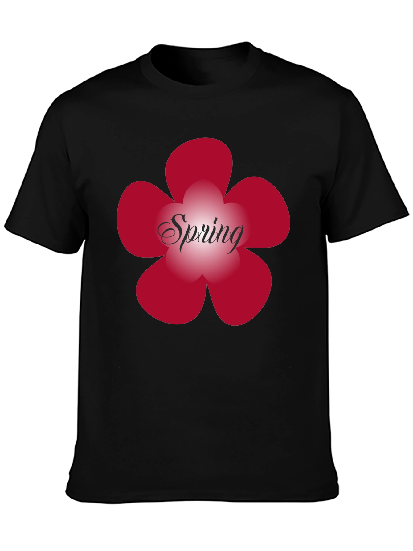 Spring Flower Graphic Tee - Black Cotton Blend