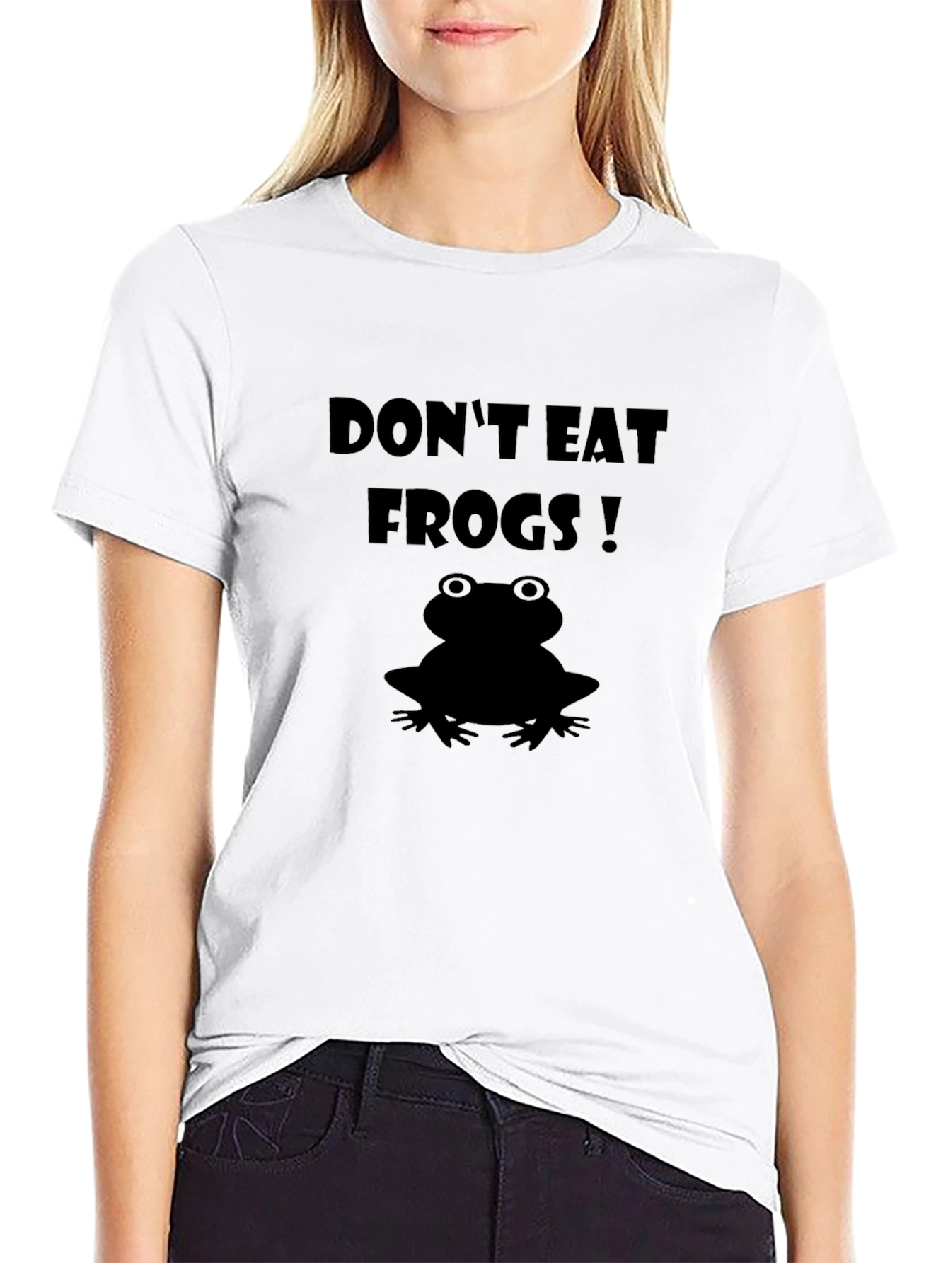Dont Eat Frogs! Graphic Tee - Black Cotton T-Shirt
