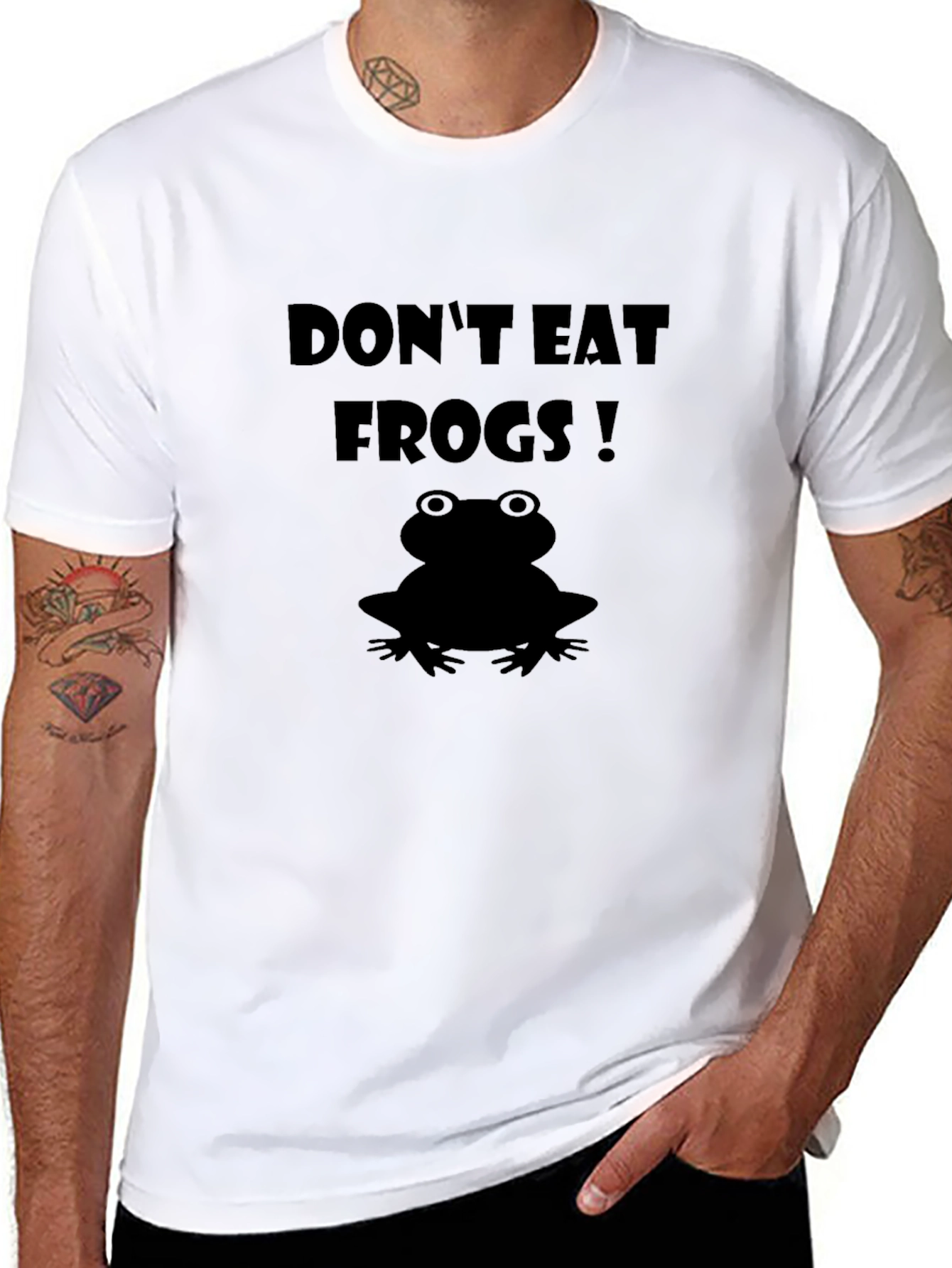 Dont Eat Frogs! Graphic Tee - Black Cotton T-Shirt