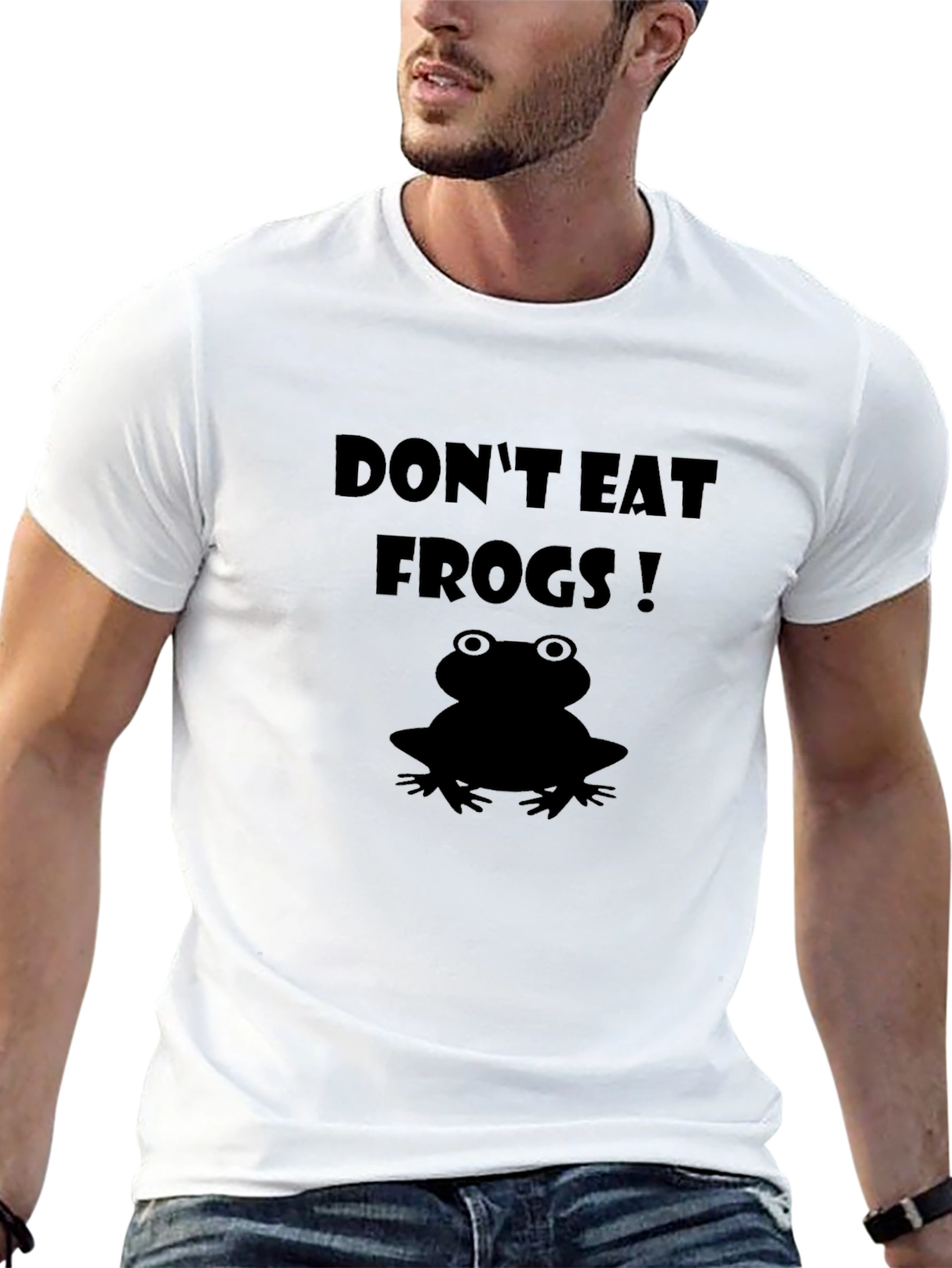 Dont Eat Frogs! Graphic Tee - Black Cotton T-Shirt