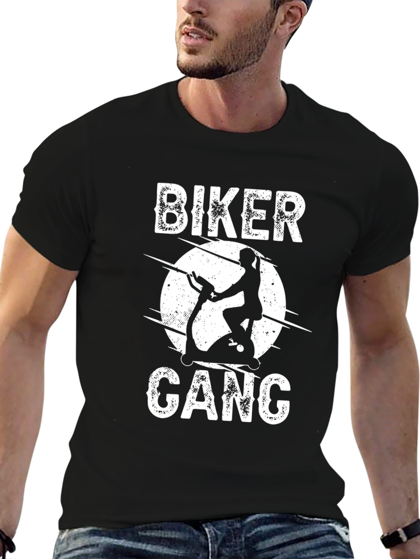 Biker Gang Exercise Bike Graphic Tee - Black
