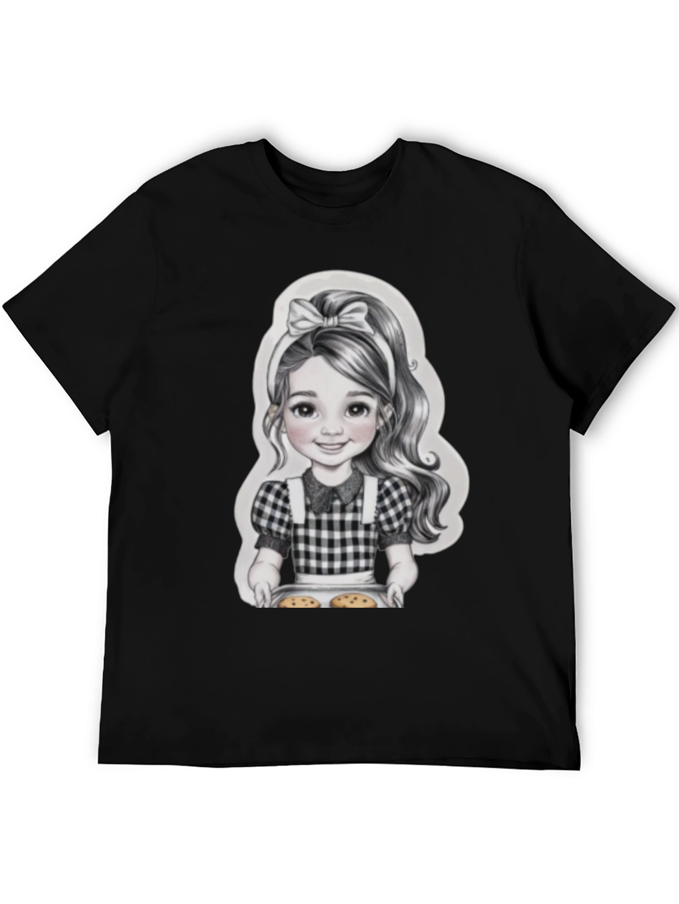 Girl Baking Cookies Graphic Tee - Black