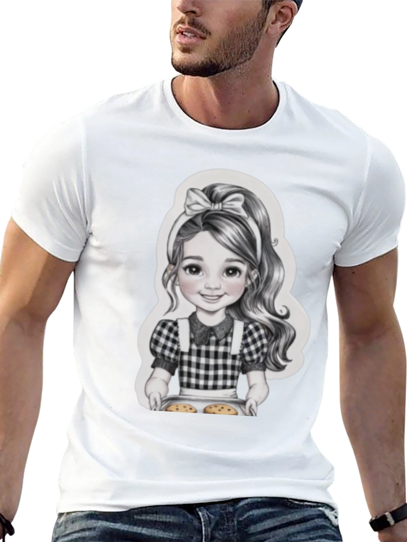 Girl Baking Cookies Graphic Tee - Black