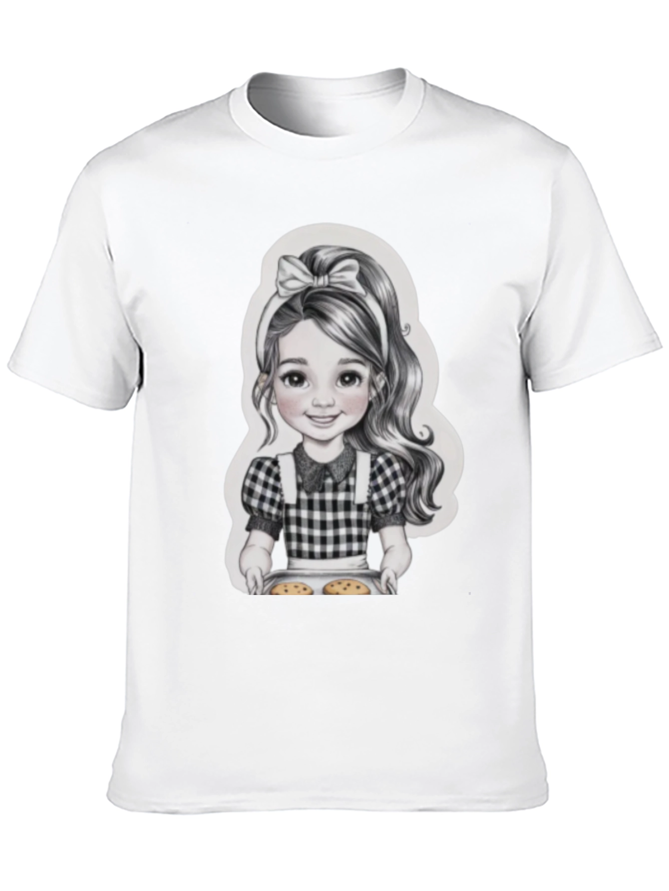 Girl Baking Cookies Graphic Tee - Black