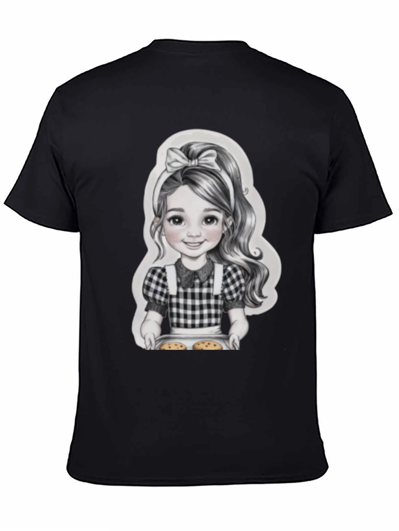 Girl Baking Cookies Graphic Tee - Black