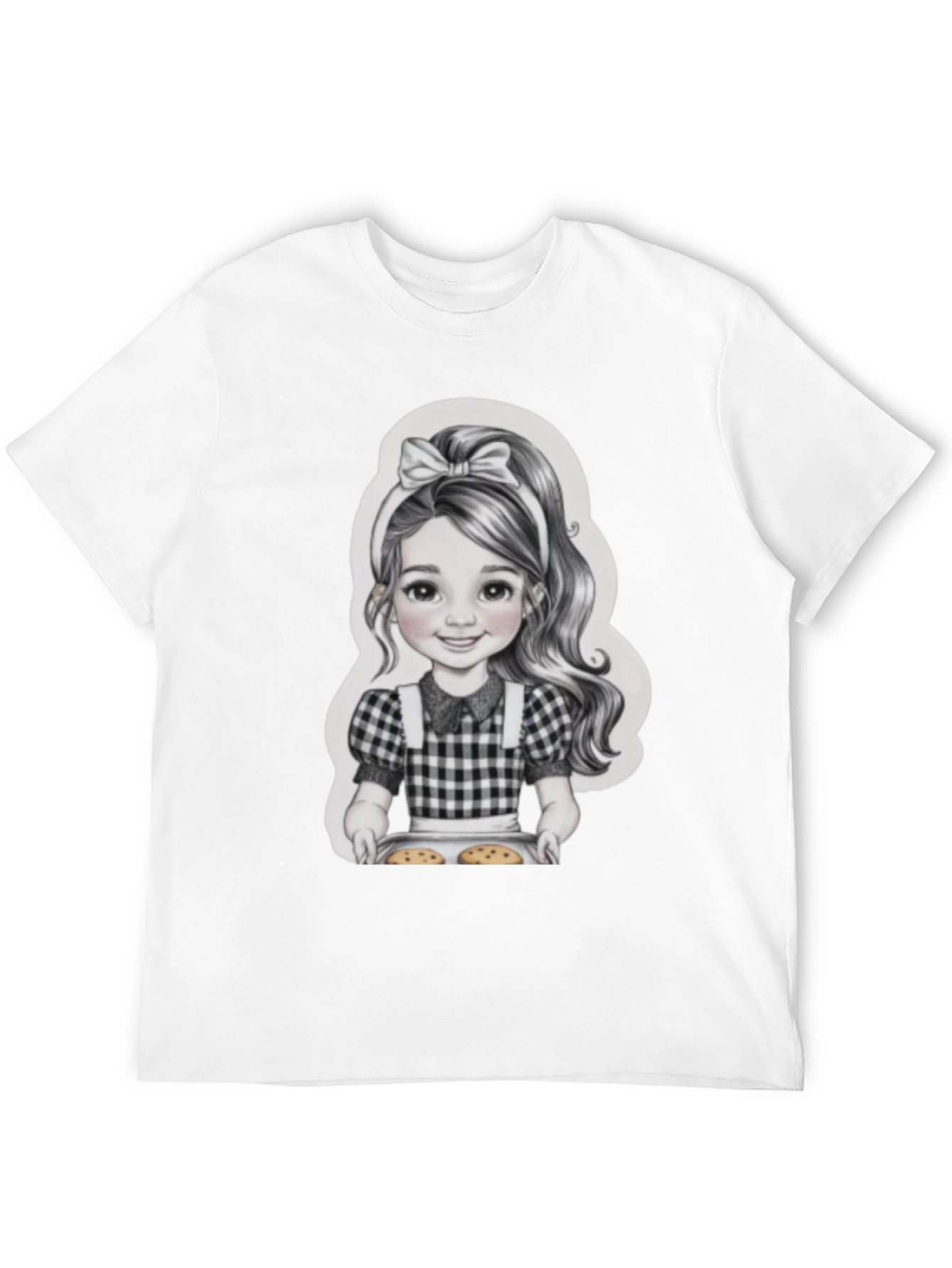Girl Baking Cookies Graphic Tee - Black