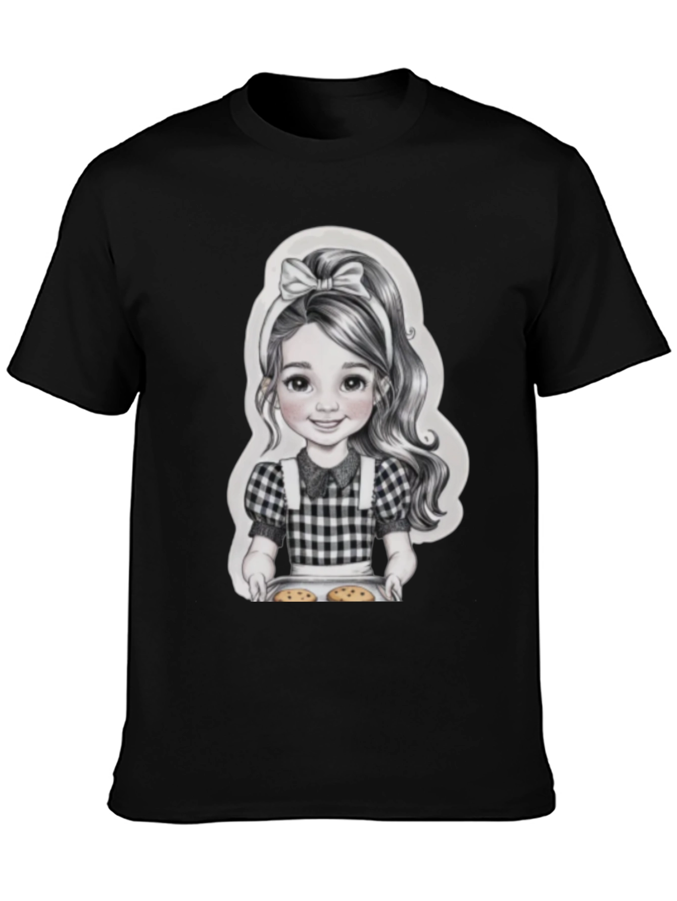 Girl Baking Cookies Graphic Tee - Black