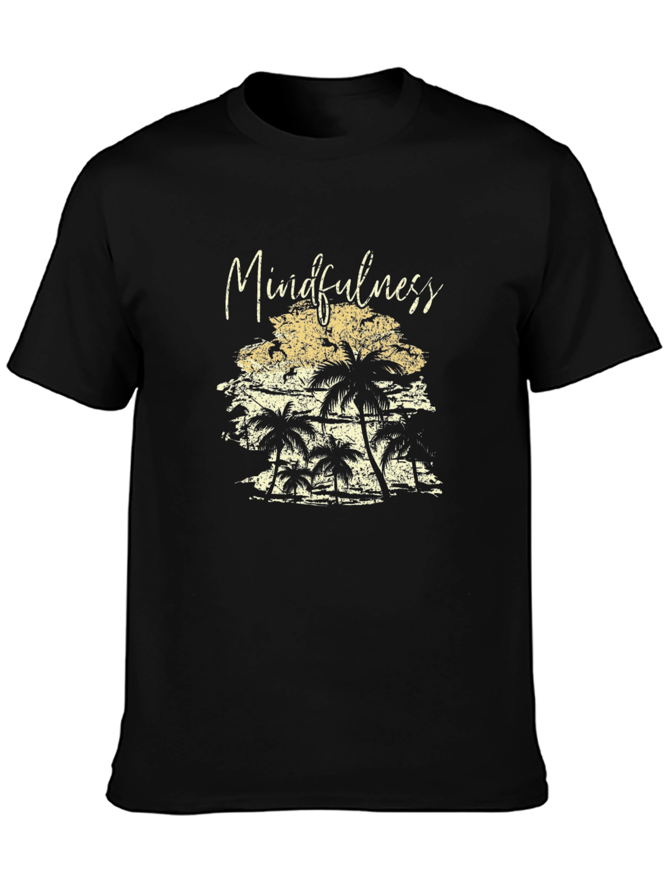 Mindfulness Palm Tree Black T-Shirt
