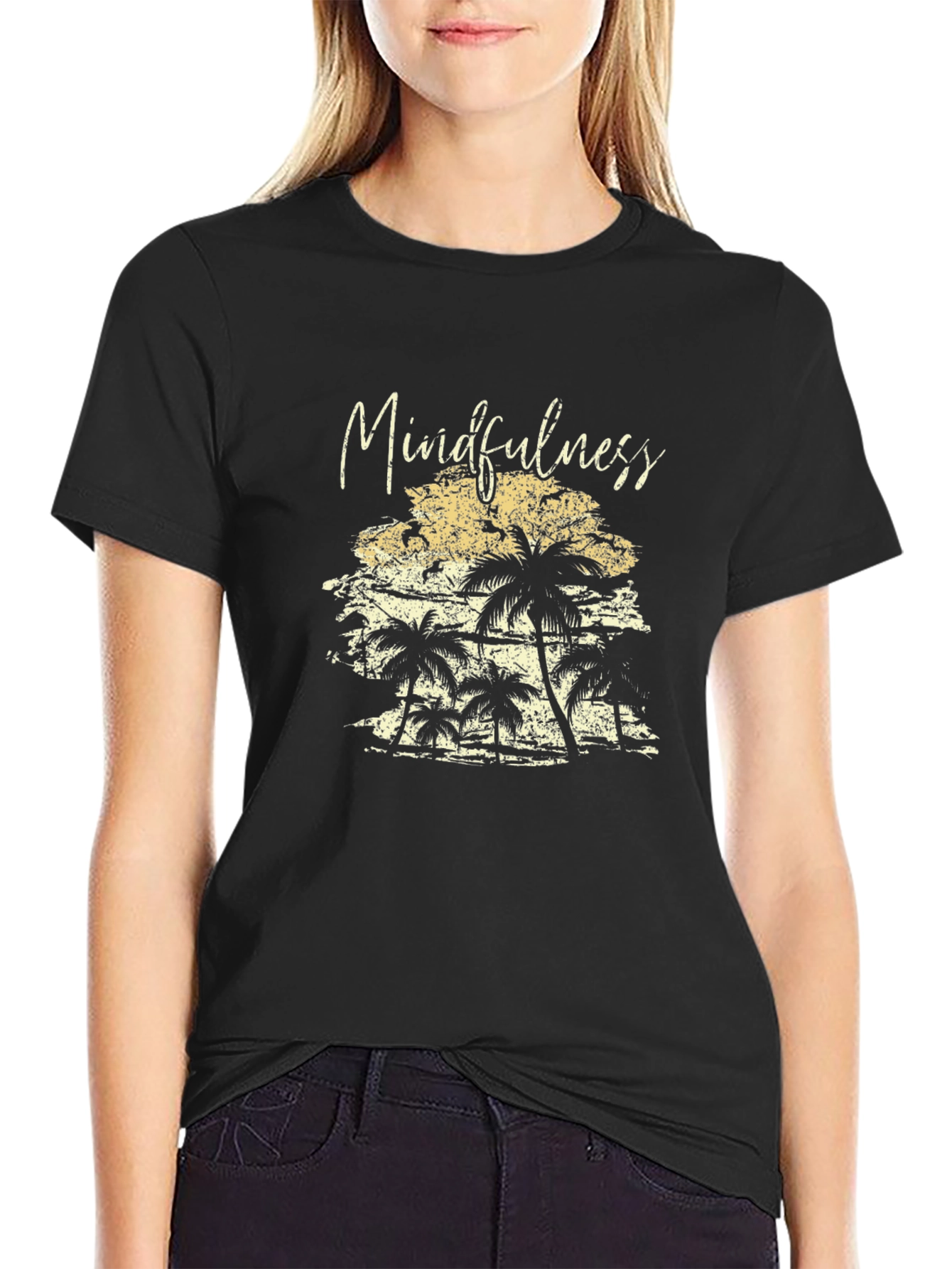 Mindfulness Palm Tree Black T-Shirt