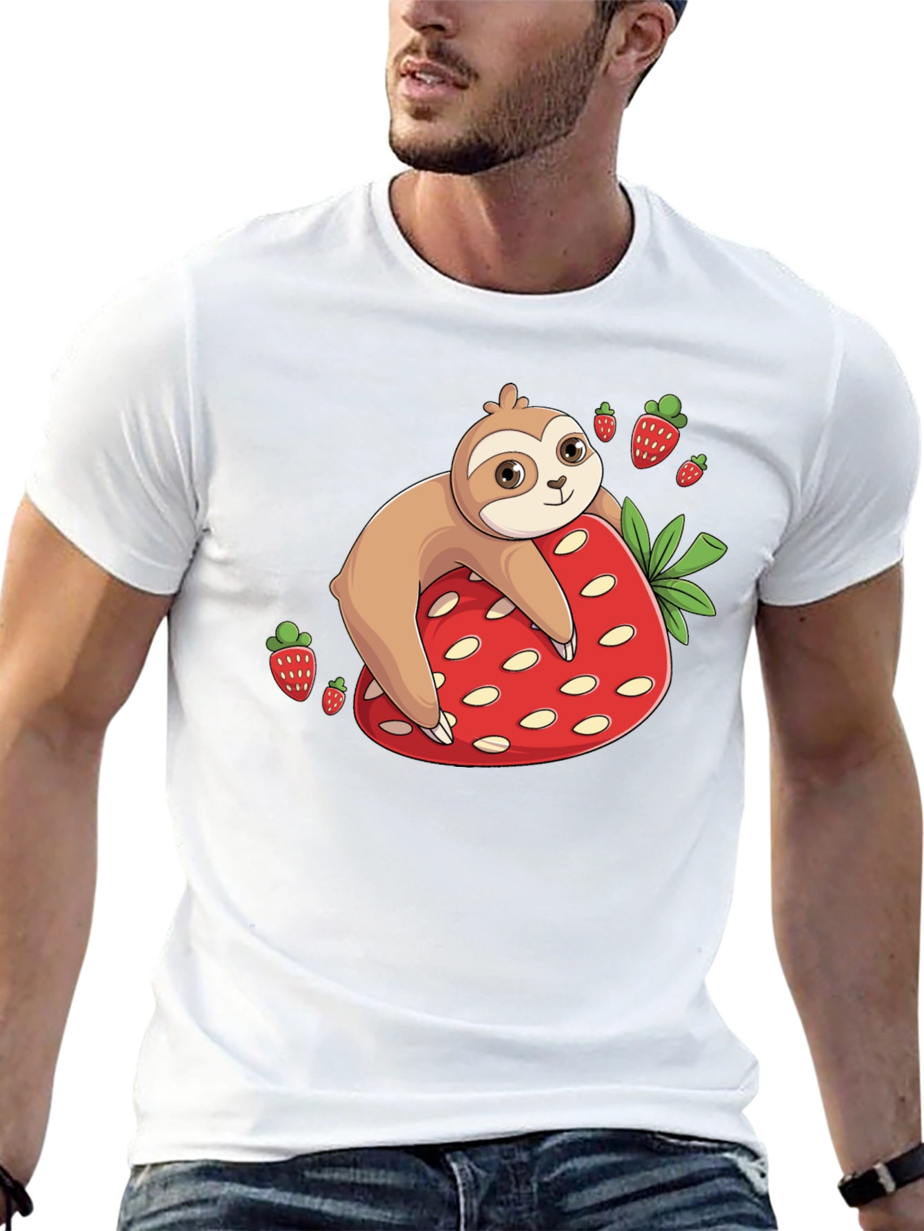 Sloth Strawberry T-Shirt - Cute Cartoon Design
