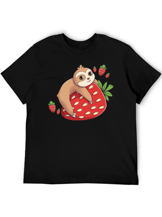 Sloth Strawberry T-Shirt - Cute Cartoon Design