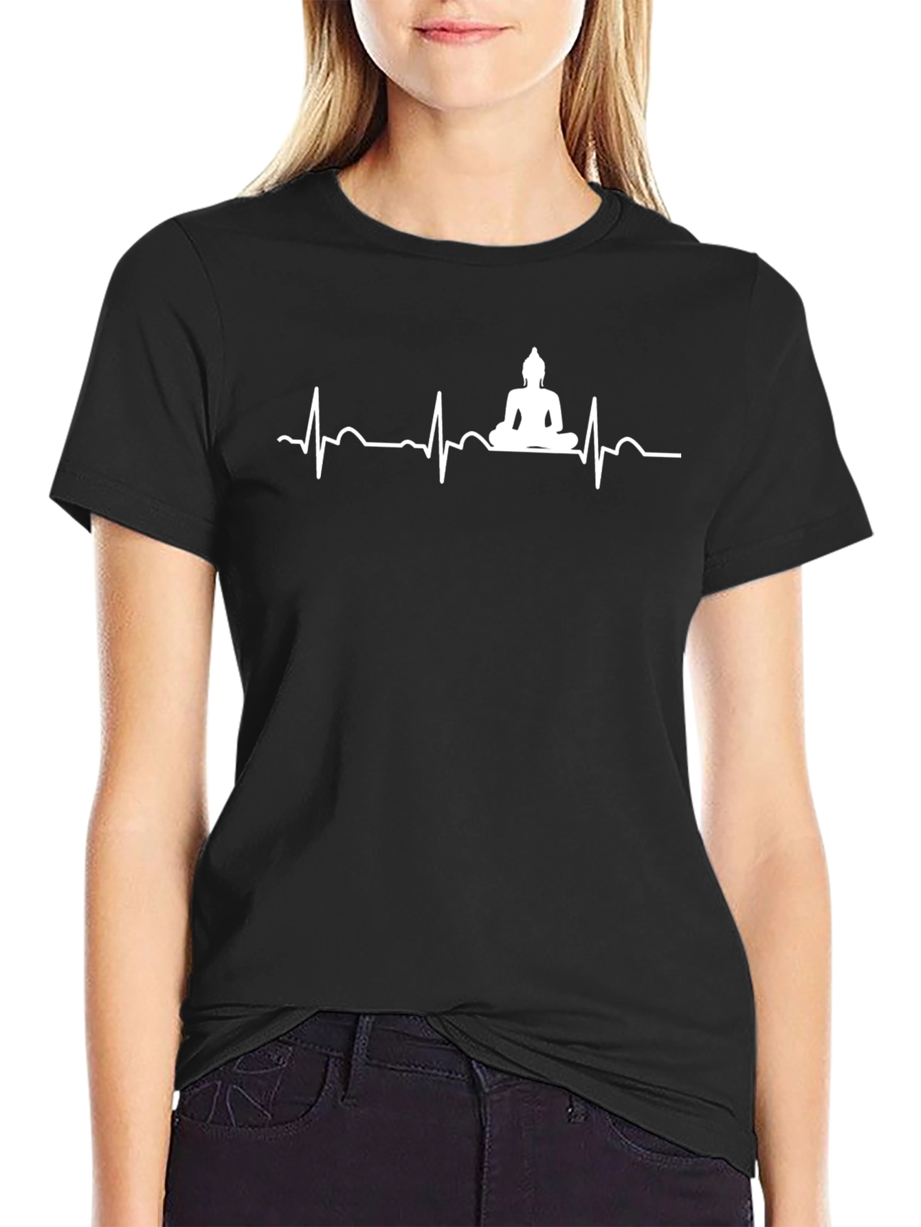 Buddha Heartbeat Graphic T-Shirt - Meditative Style