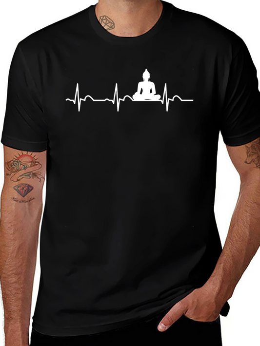 Buddha Heartbeat Graphic T-Shirt - Meditative Style