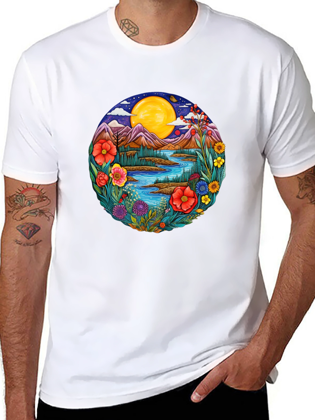 Floral Landscape Graphic Tee