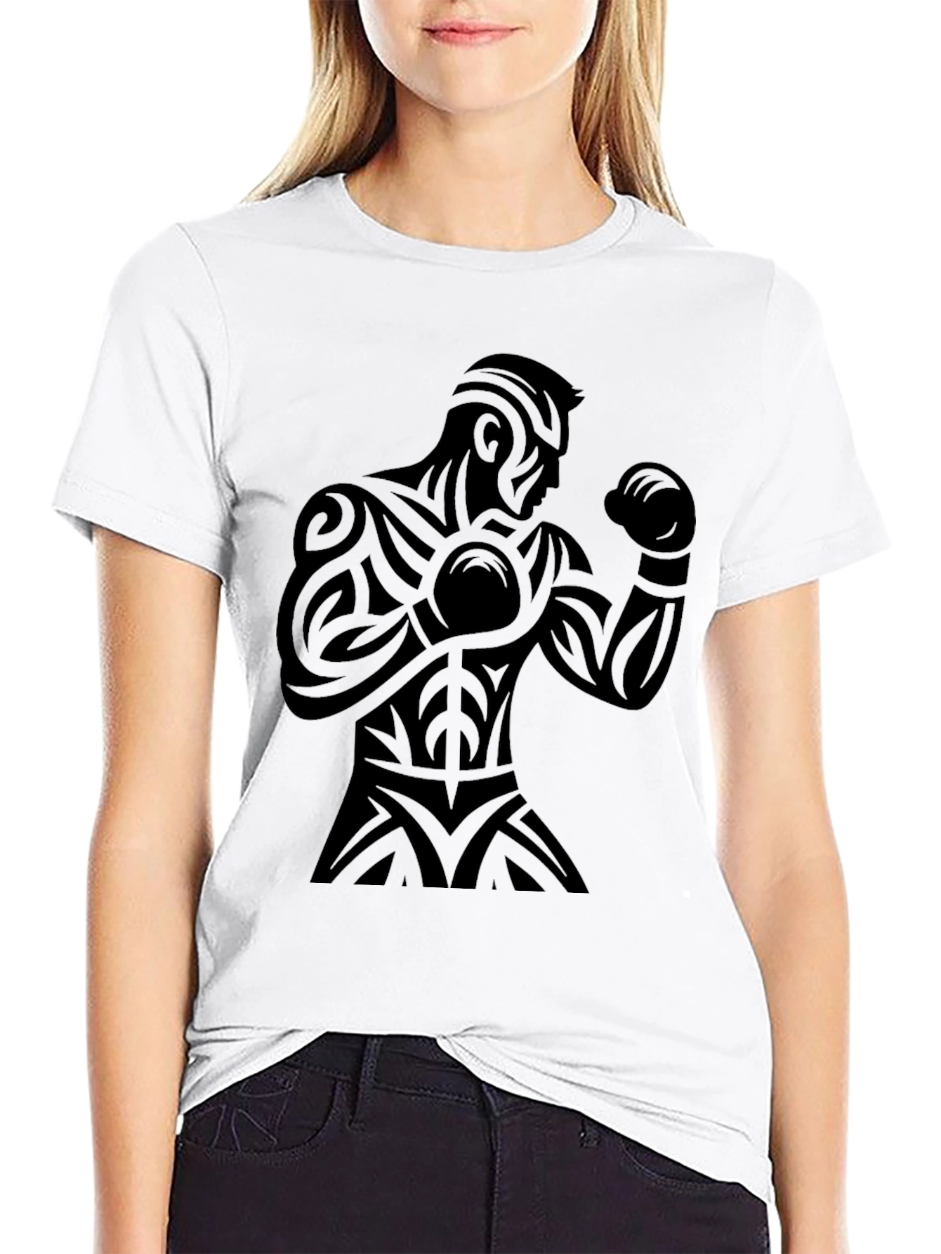 Tribal Boxer Graphic Black T-Shirt